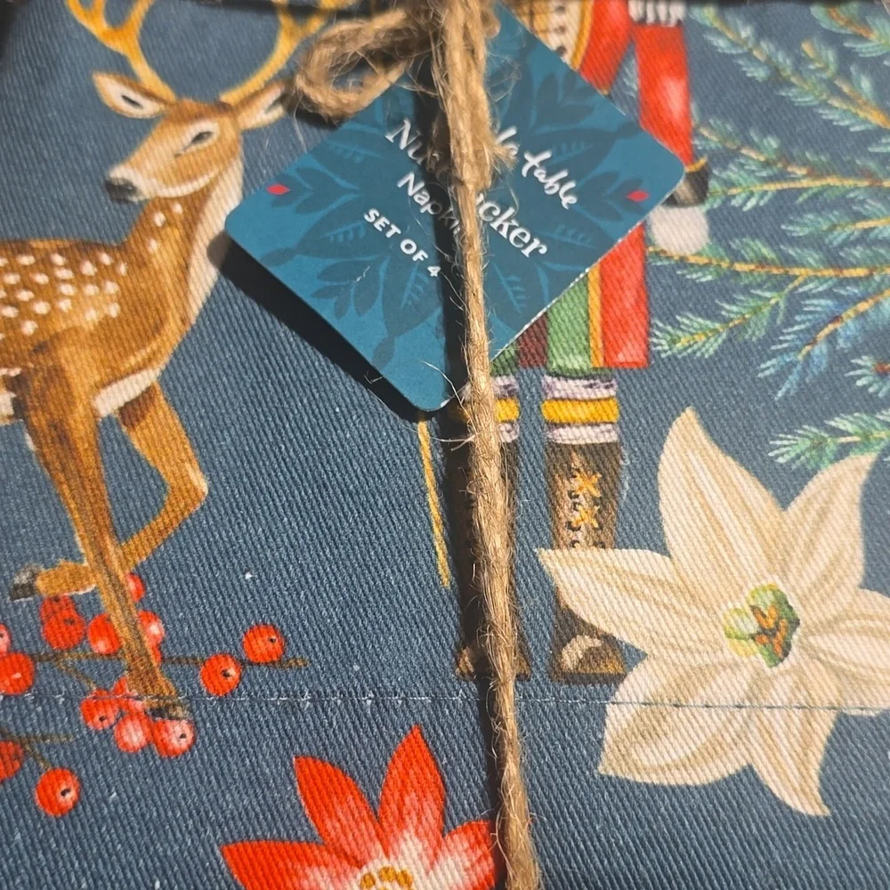 3 Sur La Table Nutcracker Napkins - Red and Blue, 3 Sets Of 4